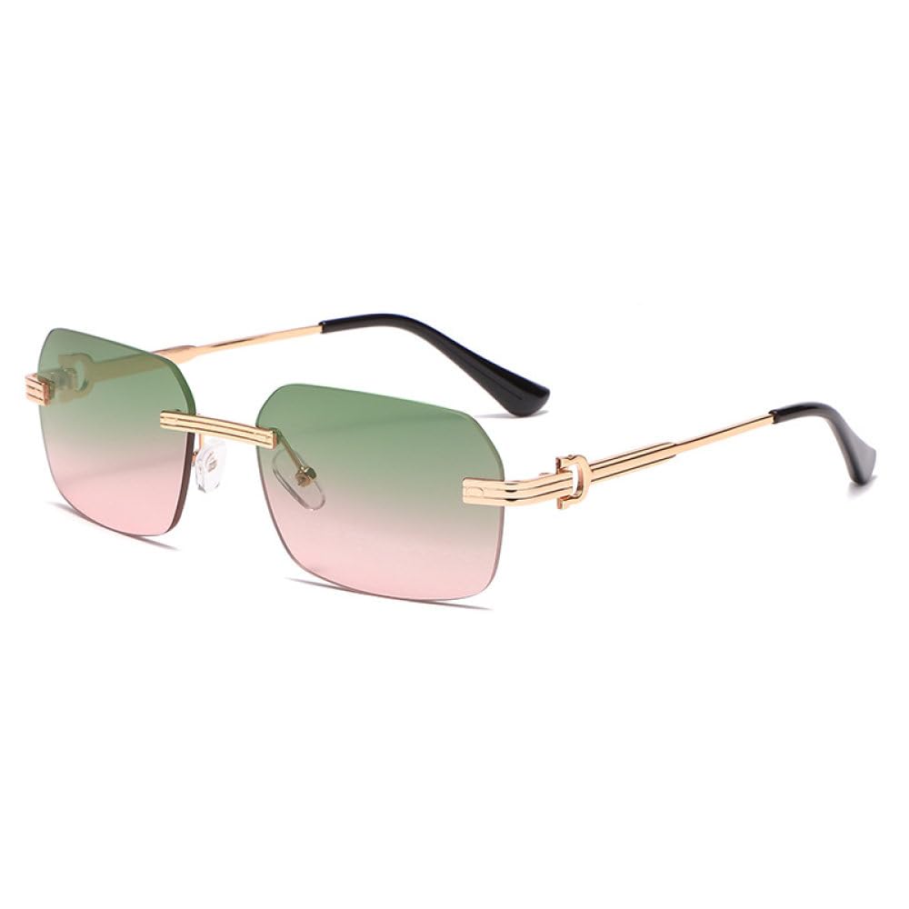 Gafas de sol cuadradas sin montura hombres moda rectángulo retro 4