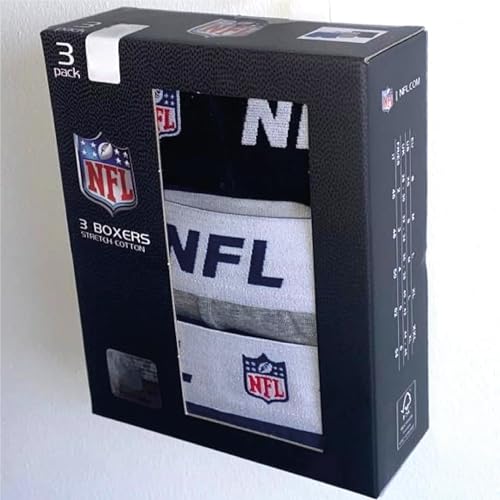 NFL Herren Shield 3pk Boxers, Blue-Grey-Black, L EU