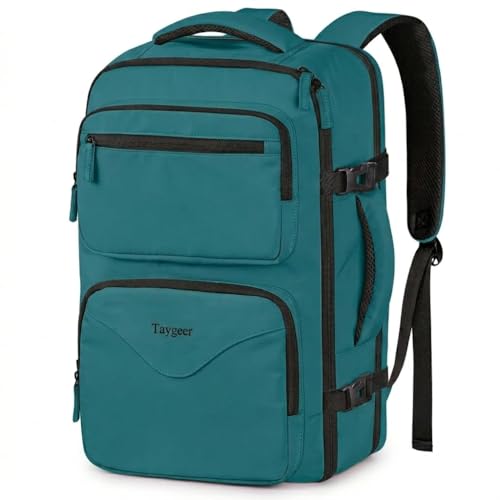 Image of Taygeer Airline Approved Carry on Backpack, Womens Weekender Travel Bag | Luggage 15.6 Inch Laptop Backpack with Water Bottle Pocket & Shoe Pouch, Travel Gifts for Frend Outdoor Weekend, Peacock Blue