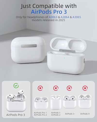 Image of Wireless Charging Case Replacement with AirPods Pro 3 - Charger Case for Earphones of A3063 & A3064 & A3065 Models with Bluetooth Pairing Sync (2025 Release) (White)