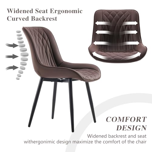 YOUNIKE-Brown-Dining-Chairs-Set-of-2-with-High-Backs-Mid-Century-Modern-Kitchen-Dining-Room-Chairs-PU-Faux-Leather-Upholstered-Wide-Accent-Chair-Comfortable-Large-Padded-Living-Waiting-Guest-Room YOUNIKE Brown Dining Chairs Set of 2 with High Backs Mid Century Modern Kitchen Dining Room Chairs PU Faux Leather Upholstered Wide Accent Chair Comfortable Large Padded Living Waiting Guest Room