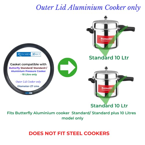 Kitchen Mart Gasket compatible with Butterfly Outer Lid Pressure cooker (For Aluminium & Hard Anodised Cookers, 10 Litres)