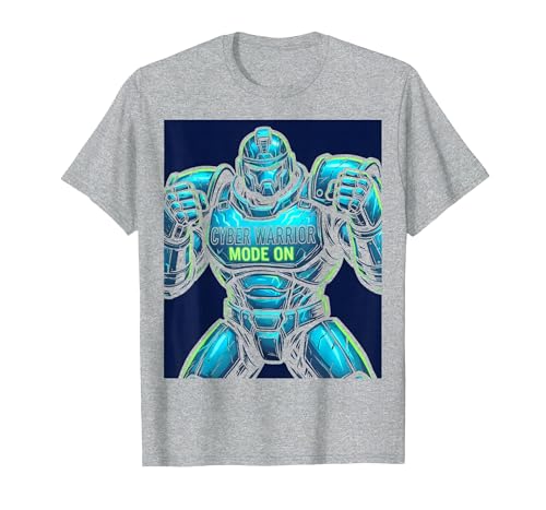 Cyber Warrior Mode On Security Design T-Shirt, Men, Heather Grey, Large