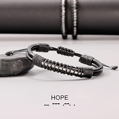 Inspirational Gifts for Men Morse Code Bracelets Mens Bracelets Graduation Gifts for Him Fathers Day Adjustable Leather Bracelet Motivational Birthday Annivesary Jewelry Stocking Stuffers for Men