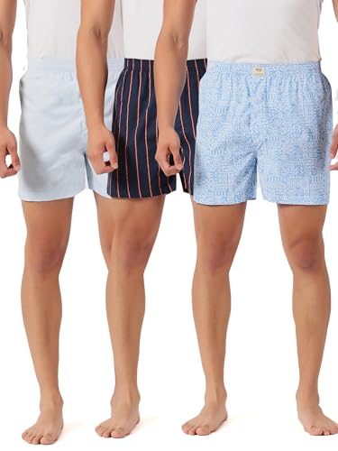 Image of Thomas Scott Men's | Cricket Club | Regular Fit | 100% Cotton | Casual | Woven | Boxer | Shorts | Pack of 3