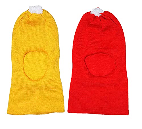 Image of Okara Kids Comfort Colourful Winter Woollen Monkey Cap Pack of 2 (Red,Pink, 1-2 Years)