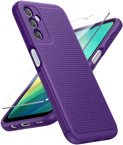 Image of FNTCASE for Galaxy A14-5G Phone Case: Samsung A14 5G Military Grade Drop Protection, 14ft Drop Tested, Screen Protector Included, Anti-Slip Matte Textured, TPU+PC Dual Layer Shockproof Cover (Purple)