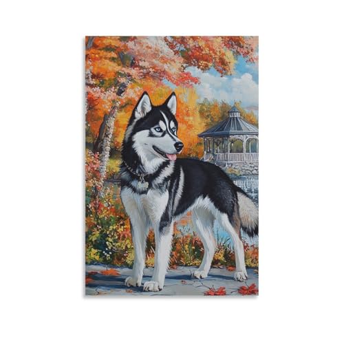 Tableau Husky sibérien impression sur toile moderne pour décoration murale de salon 50x75cm