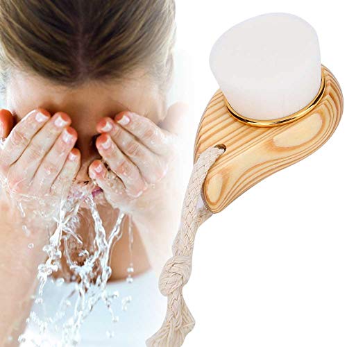 Cepillo facial manual ultrasuave, cepillo facial manual con mango de madera, cepillo de limpieza facial manual, fibra suave de madera, exfoliante facial suave y piel sensible para masaje, cepillo