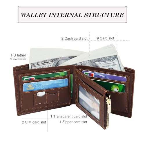 Lovejewelry Customized Wallets for Men Engraved Leather Photo Wallet for Dad Son (style 8) Medium Men Wallet3