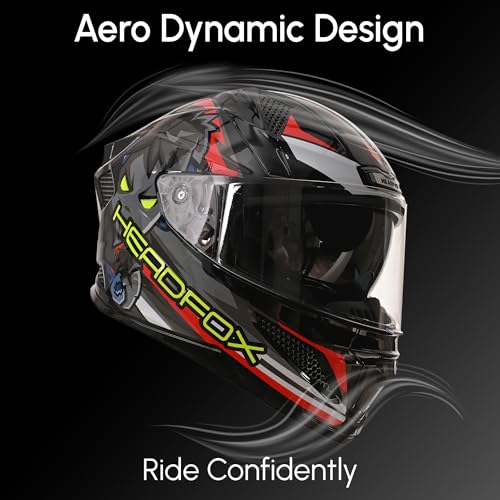 Image of HEADFOX N2F Shady Full Face Bluetooth Helmets for Bike | Waterproof Smart Helmet for Man & Women | ISI Certified | Built-in Bluetooth | Gloss Finish