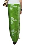 Maße: 160cm x 120cm Naturesco Farbenfroher Bali Sarong Wickelrock Pareo Batik grün mit Muschelmotiv