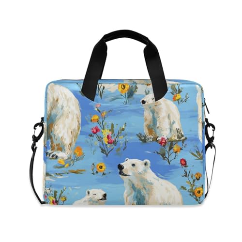 Sac ordinateur 15,6 pouces motif ours polaire sac à main à bandoulière portable