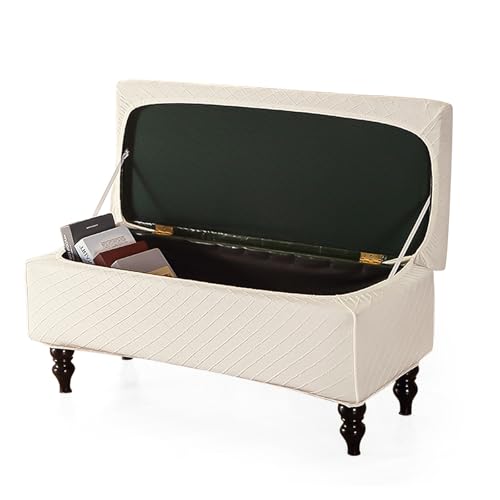 Image of FUANGUI Ottoman Cover Stretch Storage Ottoman Bench Slipcover Printed Folding Storage Bench Ottoman Cover Footrest Stool Slipcover Footstool Protector Cover with Elastic Bottom, Large
