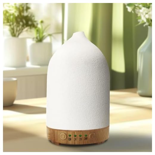 Vasysvi Essential Oil Diffuser Humidifiers,Aromatherapy Diffuser, Ceramic Diffuser Wood Grain Diffusers for Essential Oils,7-Color Night Light Aroma Diffuser for Home,Office and Trip(100ML)-White