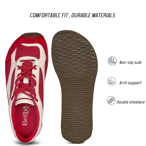 Image of Casual Sneakers for Women Lace Detail Elegant Ribbon Lace-Up Fashion Sneakers with Leather Upper Memory Foam Insole and Trendy Casual Shoes for Women