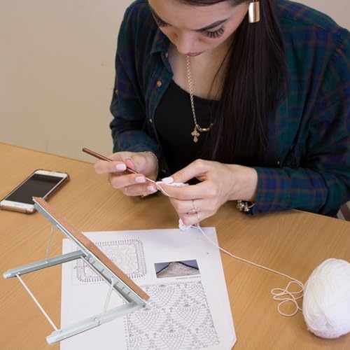 Placa de macramê de 20 × 20 cm e suporte ajustável de metal com pinos de 50 T e 2 clipes, suprimento