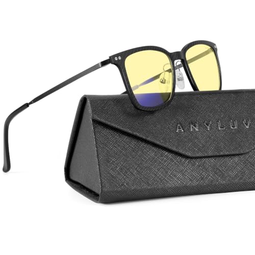 Image of ANYLUV Blue Light Glasses Men, Stylish Square Carbon Fiber Eyewear, Anti Eyestrain, Lightweight Mens Computer Gaming Glasses