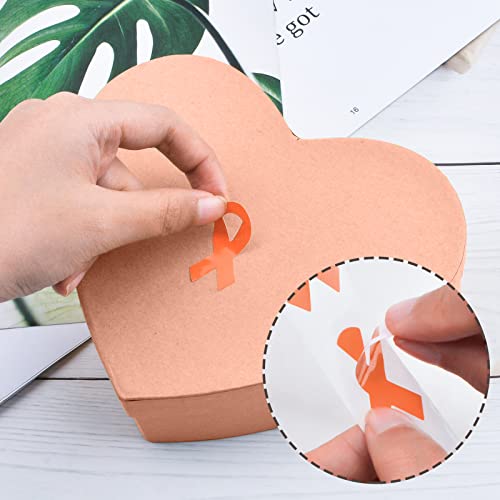 WANDIC Orange Ribbon Awareness Stickers, 500 Pcs Labels Roll for Leukemia Violence Awareness - Image 3