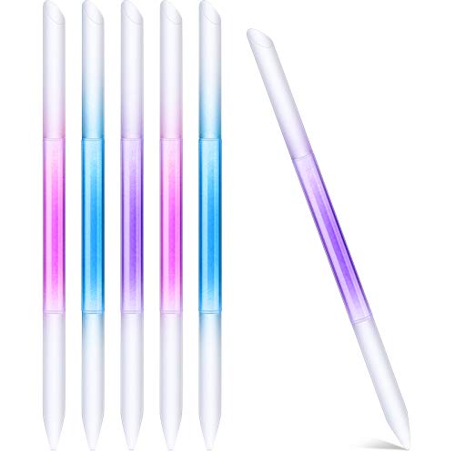 6 Pieces Glass Cuticle Pusher Nail File Set Double Sided Crystal Glass Nail Files Manicure Pedicure Precision Filing Cuticle Remover