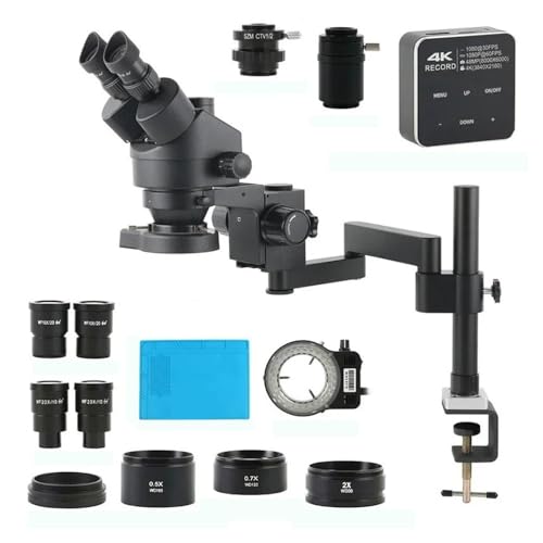 Microscope 3.5-180X Parfocal Simul-Focus Trinocular Stereo Microscope Rotation Articulating Arm 4K 48MP Touch Camera Set
