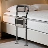 NIMOOD C3 Pro Bed Rails for Elderly Adults Safety, Adjustable Heights Bed Cane with Non-Slip Ergonomic Handle, Stable Bed Assist Rails with Motion Light, Avoid Seniors Bedside Fall