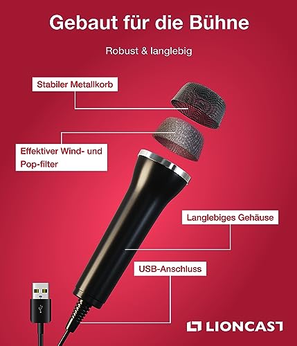 Lioncast 10586 Universal Usb Microphone Compatible With Computer And Karaoke Gaming (Singstar, Voice Of Germany, Lets Sing, We Sing) Compatible With Wii, Playstation (Ps5, Ps4), Xbox One & Pc Games thumb #2