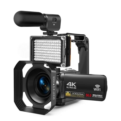 4K ウルトラHDビデオカメラ 30MP WiFi DVカムコーダー デジタルビデオカメラ 270度回転 タッチスクリーン 16倍デジタルズームカメラ(Lens Microphone)