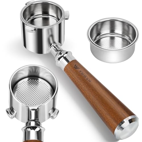 Porte-filtre à 3 oreilles pour machine à expresso De'Longhi La Specialista, 51 mm, EC9335, 9155, 9355, 9665, 100 % tasse, panier filtrant en acier inoxydable et poignée en noyer DE