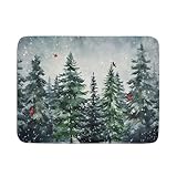 Christmas Tree Dish Drying Mat for Kitchen Counter Winter Pine Tree Dish Drying Mat 18x24 Inch Red Bird Christmas Dish Draining Mat Absorbent Reversible Dish Pad Kitchen Accessories Table Protector