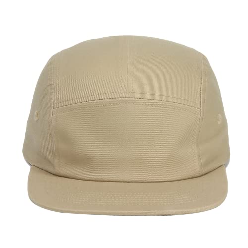 Image of 5 Panels Baseball Cap Classic Flat Bill Hat Cotton Short Flat Brim Caps