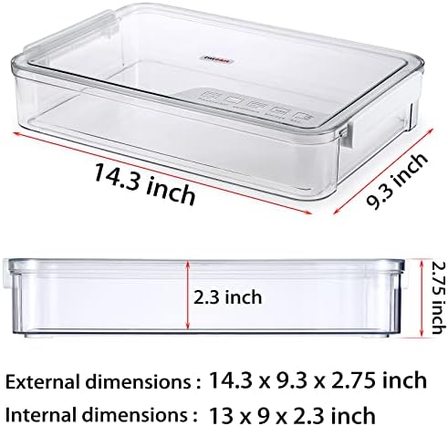BTSKY 2 Pack Clear Plastic Stackable Storage Box File Protector Case Organizer Portable Project Case Document Holder for 8.5 x 13 Letter A4 File Paper, Plastic Storage Box Office Documents