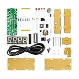 QUXVUIS Elektronisches DIY Uhrenset mit Temperaturanzeige und Alarmfunktion TJ 56 428 4 stelliges DIY Uhrenset mit Acrylgehäuse, Blau+Muschel