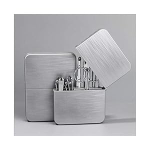 Manicure Set Nail Clippers Set,Manicure Pedicure Set 7 Pcs Professional Men Grooming Kit,Stainless Steel Portable Travel Nail Kit Women Portable Gift (Color : Silver Box+Si