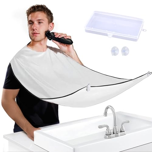 Tablier à Barbe Homme Imperméable - Avec 3 Ventouses - Pour Rasage Propre Sans Salir L'évier