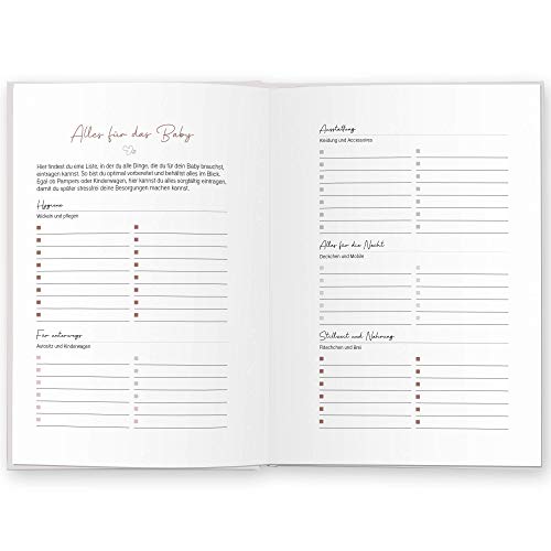 LEAF & GOLD® Schwangerschaftstagebuch I Tagebuch für die Schwangerschaft zum eintragen I Tolles Geschenk für Schwangere und werdende Mütter