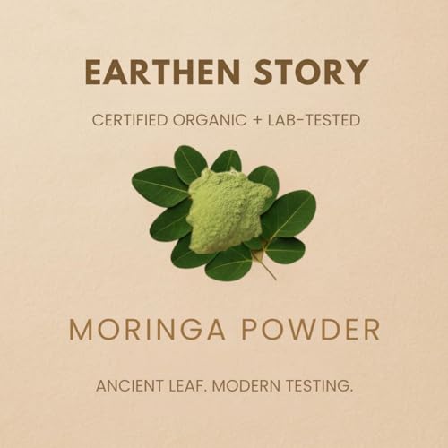 Image of Earthen Story Certified Organic Moringa Powder (200g) | Lab Tested for 270+ Pesticides | Natural Drumstick Leaf Multivitamin for Immunity & Energy | Vegan, Non-GMO Superfood