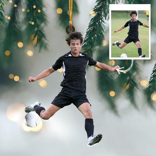 Personalized Christmas Hanging Ornament - Gift for Soccer/Football Lovers - Custom Your Photo, Soccer Player Photo Christmas Ornament, Customized Sport Oranment