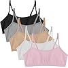 Popular – Brasier de entrenamiento de algodón para niñas – Brasieres de entrenamiento con tirantes ajustables para niñas, estilo crop cami. Pack de brasieres de algodón.
