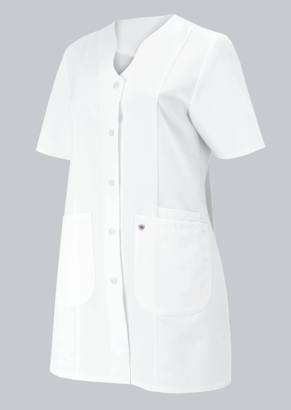 BP 1640-485-21-40n, Women's tunic, 1/2 sleeve, V-neck with press-stud band 215,00 g/m², fabric blend white, 14n