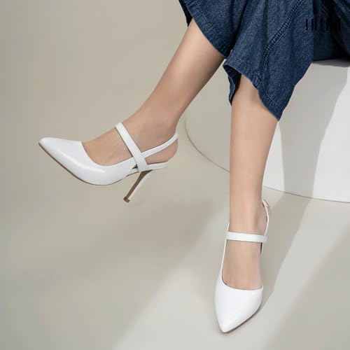 IDIFU IN4 Women's Pumps High Heels Strappy Closed Toe Stiletto Pointed Toe Slingback Dress Shoes for Women Wedding Prom Bridal Party Trendy Fashion Sexy Comfortable Pumps Dressy Shoes3