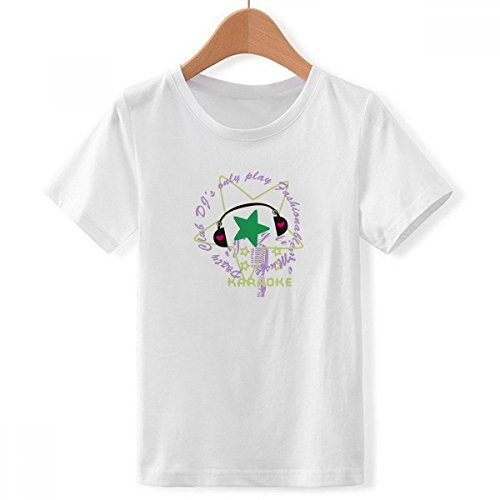 T-shirt vert musique et étoile pour garçon au col ras du cou blanc