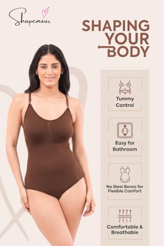 Image of SHAPEMOUR Thong Bodysuit for Women, Slimming Design Shapewear for Women, Tummy Control Body Shaper with Silicone Grip, No Steel Bones for All Day Comfort, Seamless Sculpting Bodyshaper