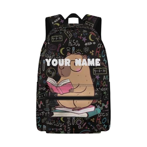 Capybara Backpack for Girls Personalized Backpacks, Teen Boy Custom Name Bookbags Initial School Bag, Casual Back to School Bookbags
