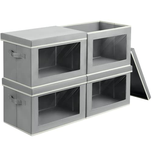 Homsorout Collapsible Storage Bins with Lids, 4 Pack Closet Cubes