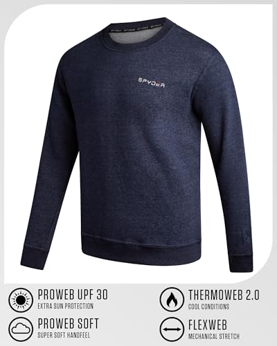 Spyder Mens Crewneck Sweatshirt - Soft Fleece Pullover Sweatshirts for Men - Athletic Mens Sweatshirt with UPF30 Sun Protect3
