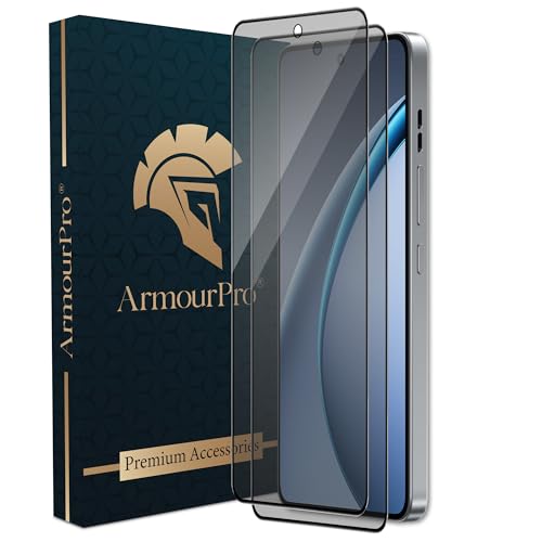 Image of ArmourPro Military Grade Matte Anti-Glare Tempered Glass Screen Protector for OPPO K13 Turbo (6.8 Inch) With Edge-to-Edge Protection Coverage and Easy Installation Kit | Black (Pack of 2)