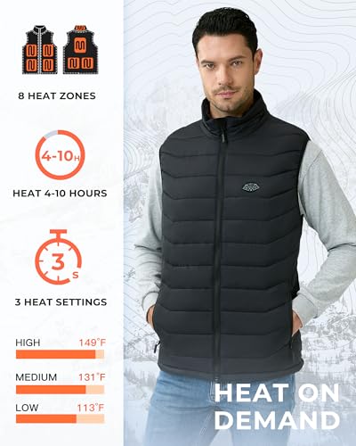 Heated Vest for Men with 8 Heating Zones and Long-Lasting Battery Pack