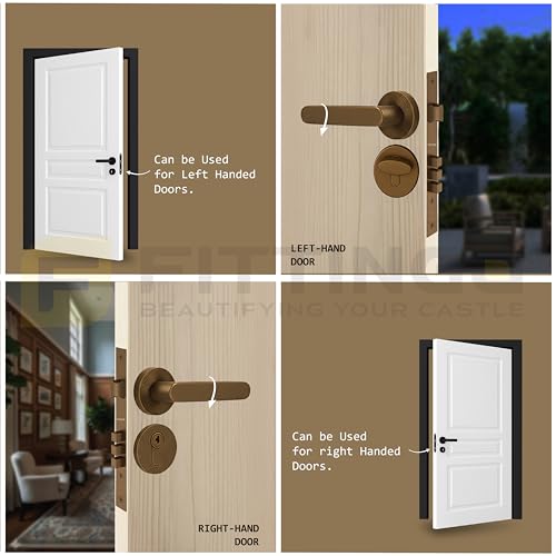Image of Vigo Mortise Door Handle Lock Set /Premium Zinc Alloy Door Handle with Locks /Heavy-Duty Main Door Handle with Lock for Home, Office & Hotel Doors - 3 Years Warranty (PVD Rose Gold Matt)