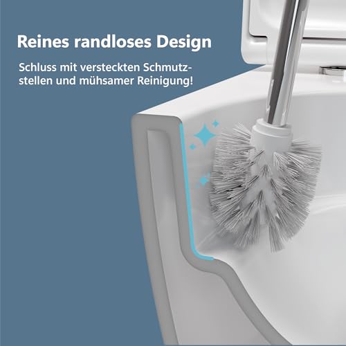 UDiseño® Spülrandloses Wand-WC Komplettset – Geräuscharm & Leicht zu Reinigen Hänge-Toilette, Tornado-Spülung, Absenkautomatik WC-Sitz, D-Form, 52,5 cm, Weiß